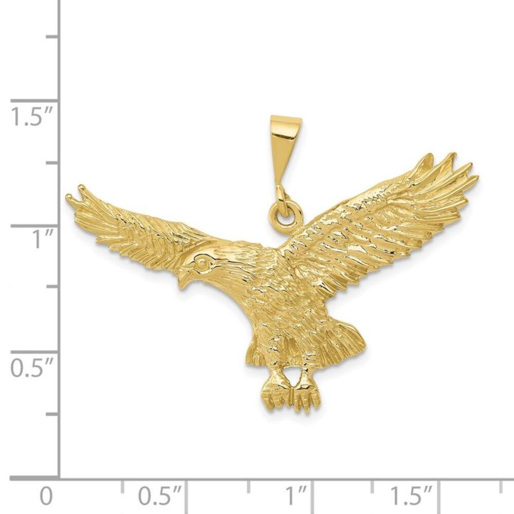 10k Yellow Gold Solid Polished Eagle Pendant - image 3
